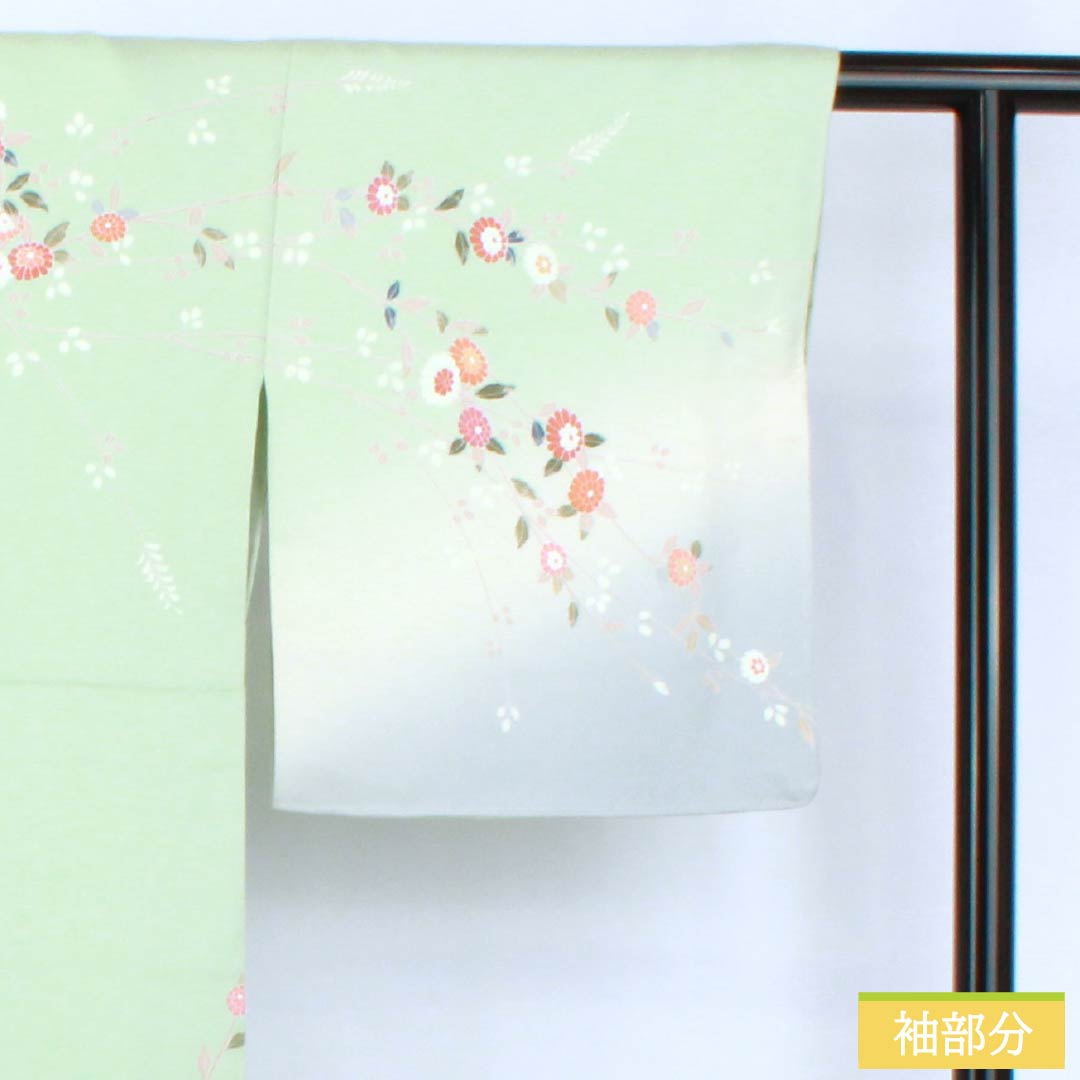 リサイクル着物】訪問着 正絹 Sランク 袷 身丈166.5cm 裄丈62cm 薄緑色