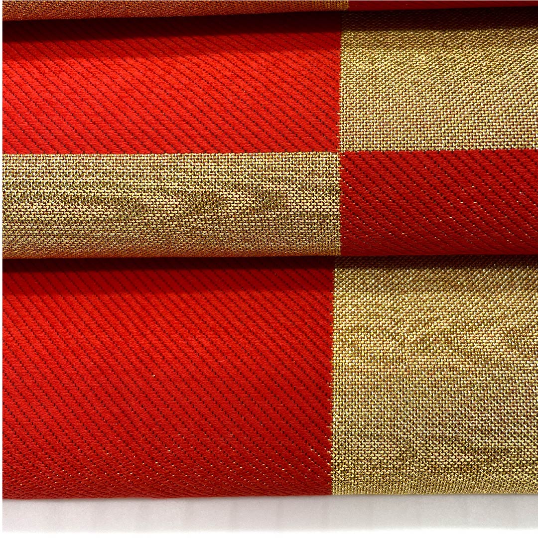 リサイクル着物】袋帯 金色 振袖用 市松 432cm 正絹 Aランク 六通