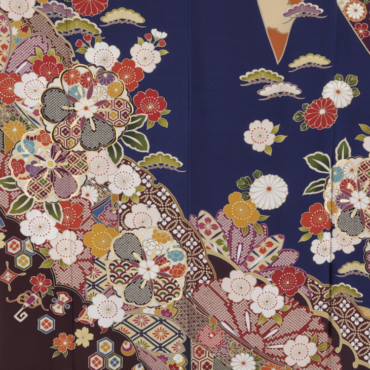 f0619027r2】【青・紺系】振袖 レンタル フルセット Mサイズ 成人式