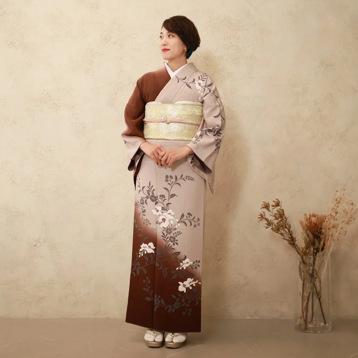 a2311802】【レンタル】訪問着 フルセット ベージュ Luxjewel Mサイズ