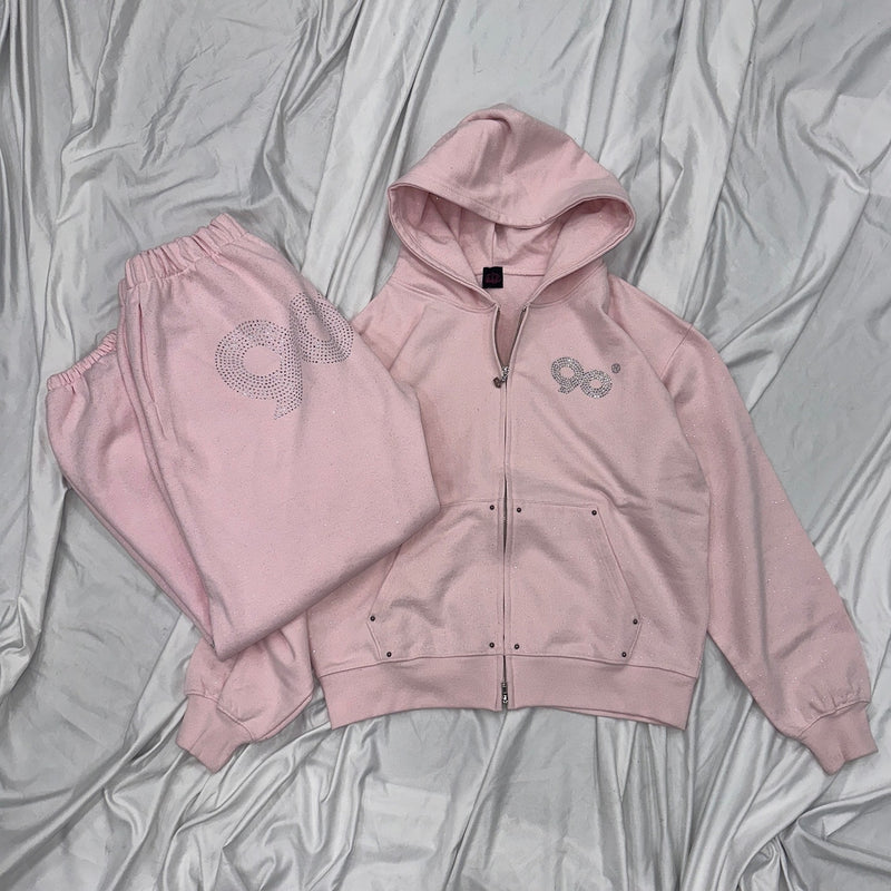 90 Logo Glitter Light Zip Hoodie【9090girl】 – YZ