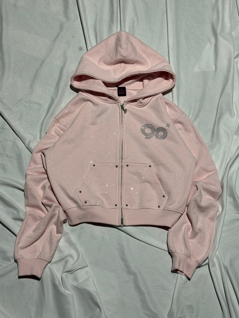 90 Logo Glitter Light Zip Hoodie【9090girl】 – YZ