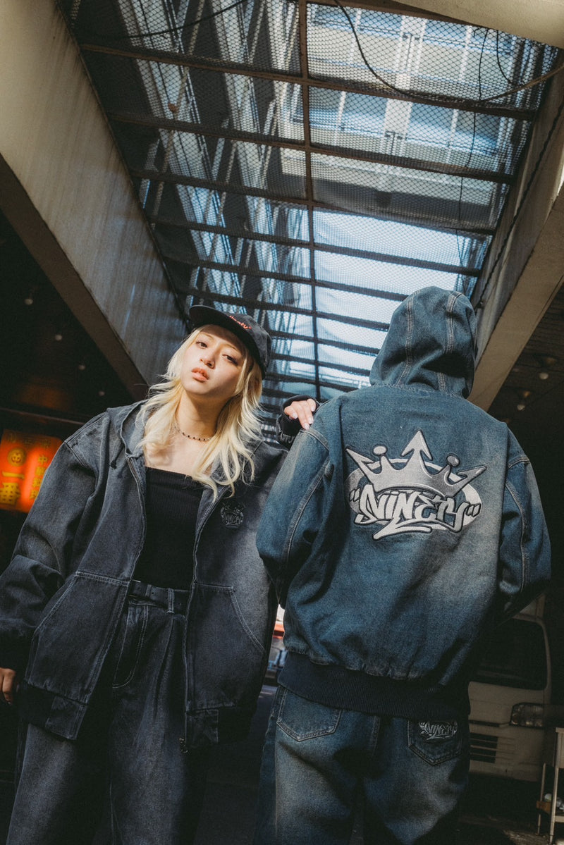 King Logo Vintage Denim Hoodie – YZ