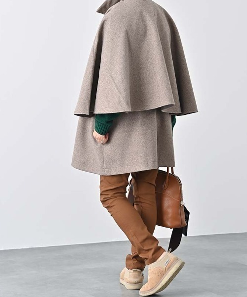 ステンカラーコート コート 2WAYケープコート ベスト ミドル丈 ベルト
