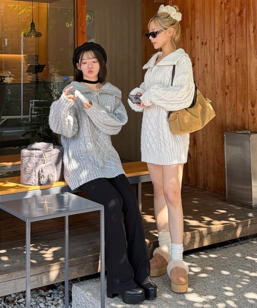 ROYAL PARTY（ロイヤルパーティー） ワンピース ハーフZIPケーブルミニ