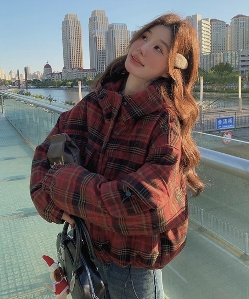 ViViDAY ダウンコート ダウンジャケット チェック柄ダウンジャケット