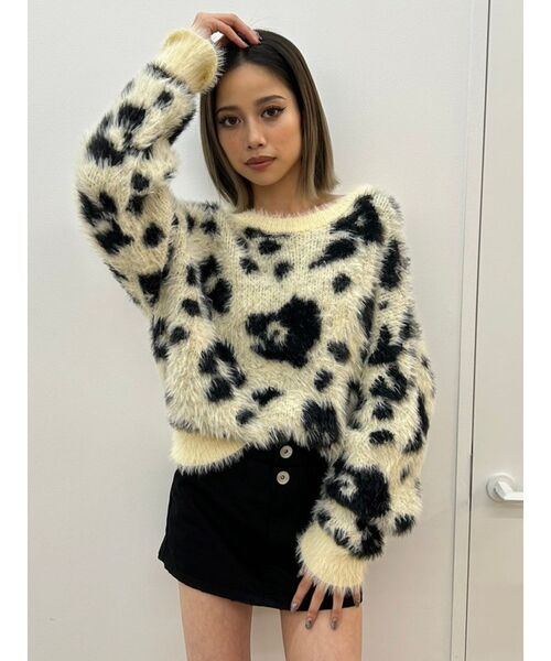 GYDA（ジェイダ） ニット セーター レオパードショートシャギーニット