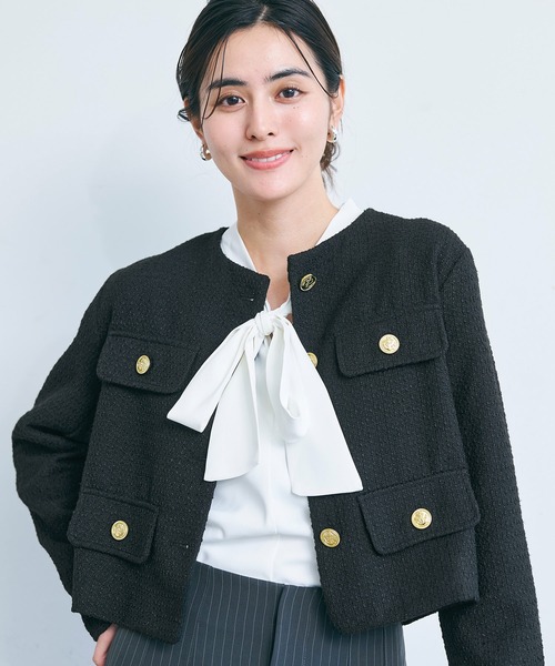 coca（コカ） ジャケット ノーカラージャケット ツイード金ボタン