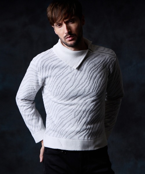 HIDEAWAYS NICOLE（ハイダウェイ ニコル） セーター ニット ゼブラ柄衿