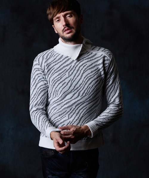 HIDEAWAYS NICOLE（ハイダウェイ ニコル） セーター ニット ゼブラ柄衿