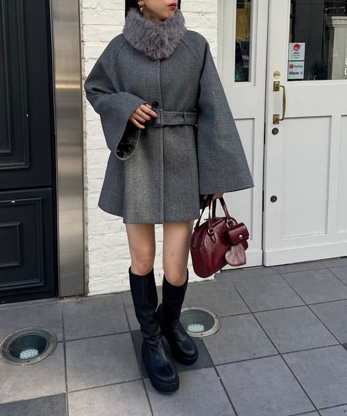 Chico（チコ） コート アウター ファー取り外しケープコート