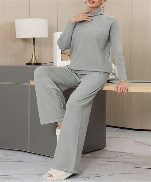 FREE STYLISTS ニット セーター タートルネックトップス ロングパンツ