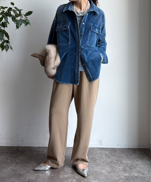 DouDou（ドゥドゥ） ブラウス シャツ 別珍デニムシャツ レディース