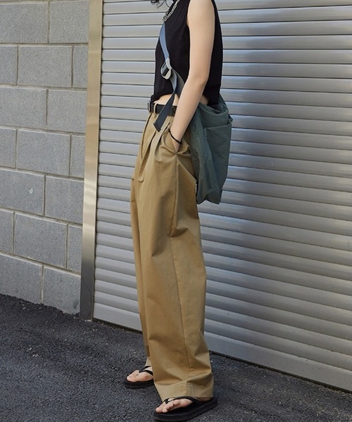 チノパン タック入りワイドチノパン レディース : ZOZOTOWN Yahoo!店