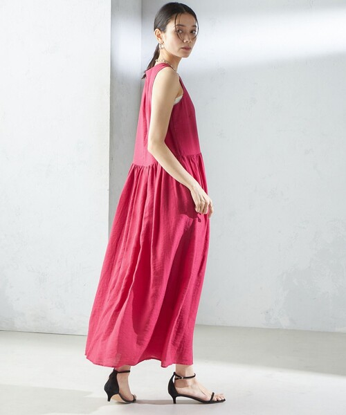 SHIPS（シップス） ワンピース 「手洗い可能」シルク混 シアー