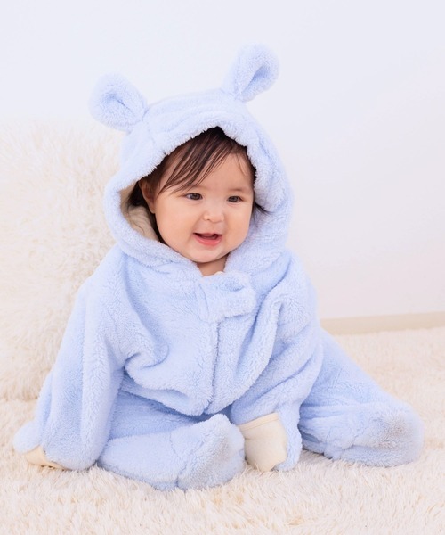 コントンさんへ Bebe organicネイビー ベロアコットンロンパース