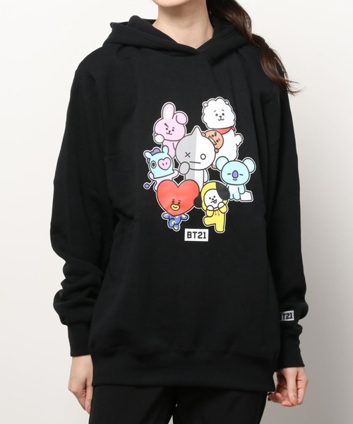 BT21 パーカー ビーティーイシビル プルパーカー レディース