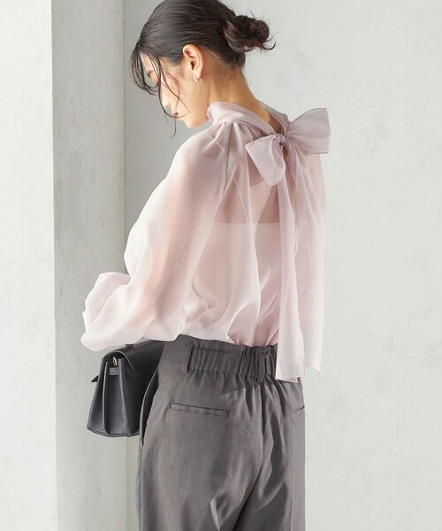 SHIPS（シップス） ブラウス シャツ 「手洗い可能」オーガンジー