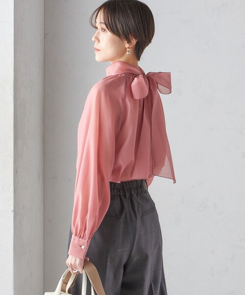 SHIPS（シップス） ブラウス シャツ 「手洗い可能」オーガンジー