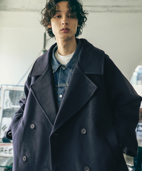 Bleme pコート ピーコート オーバーサイズビッグカラーダブルPコート