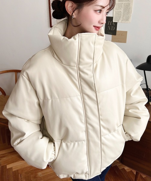 moment+ ダウンコート ダウンジャケット スタンドカラーファイバー