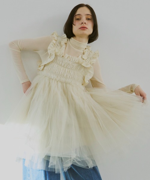 PERNA（ペルナ） ブラウス シャツ チュールギャザーキャミソール
