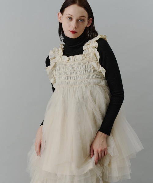 PERNA（ペルナ） ブラウス シャツ チュールギャザーキャミソール