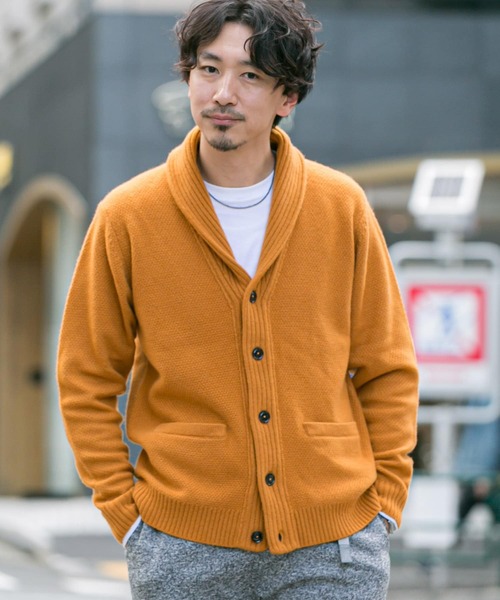 URBAN RESEARCH ROSSO MEN カーディガン エルボーパッチ付きショール