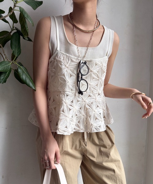 DouDou（ドゥドゥ） ブラウス シャツ 「WEB限定」チュールフラワー