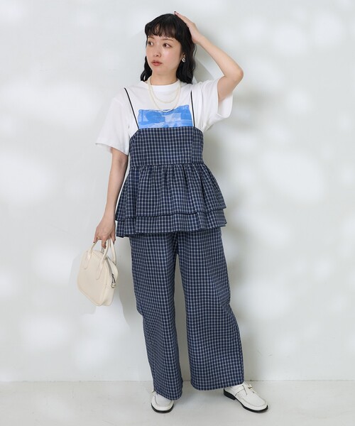 美品 PUTUMAYO プトマヨ キャミソール トップス 襟付き チェック 王冠