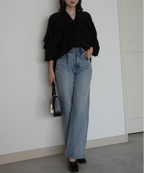 anuans（アニュアンス） ブラウス シャツ リンクルラッフルブラウス