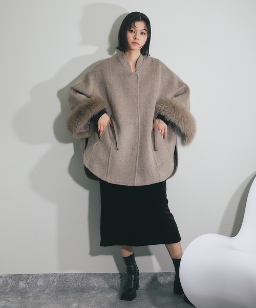 SMILE ORCHID（スマイルオーキッド） ポンチョ ウール混フォックス