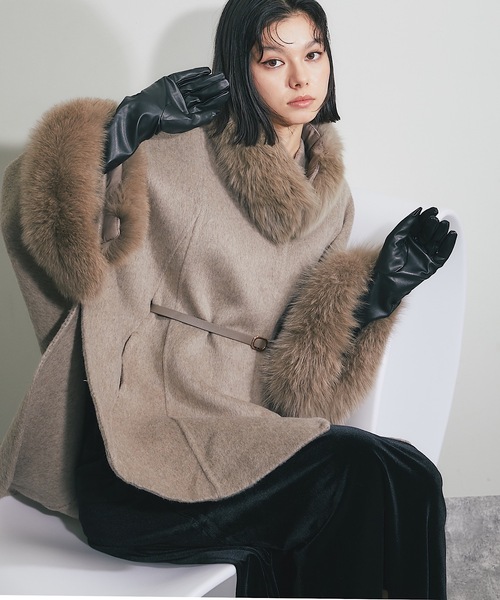 SMILE ORCHID（スマイルオーキッド） ポンチョ ウール混フォックス