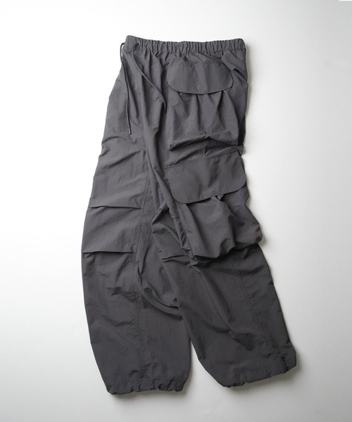 カーゴパンツ マルチポケット ナイロンカーゴパンツ 裾ドローコード