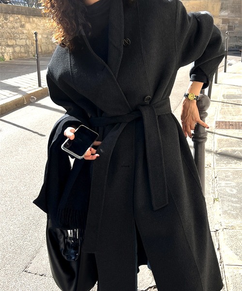 Jewelobe（ジュエローブ） コート アウター ショールカラーベルト付き
