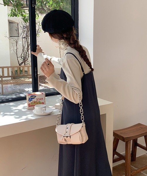 ショルダーバッグ バッグ 外ポケットチェーンショルダーバッグ