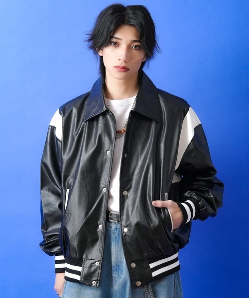 スタジャン a.p.o.v. 合成皮革スタジャン メンズ レディース