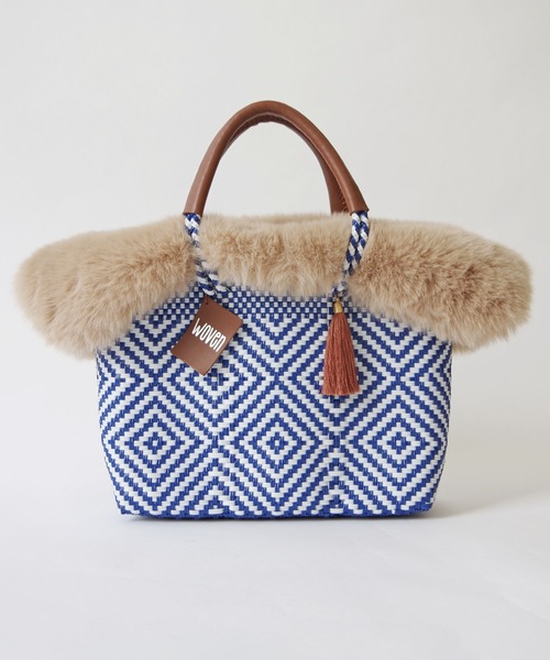 かごバッグ カゴバッグ WOVEN (ウーヴン) / エコファーフラップカバー+