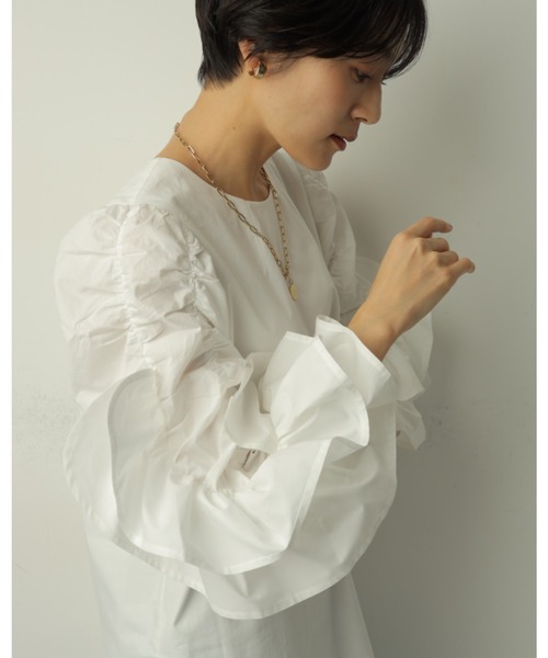 新品タグ付き✨CADUNEカデュネレースフリルブラウス38 CADUNE