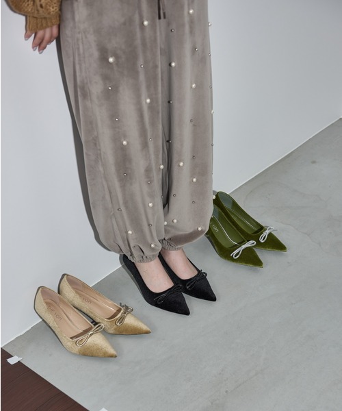 THE Yon パンプス リボンアクセントベロアパンプス : ZOZOTOWN Yahoo