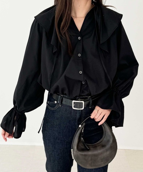 GeeRA（ジーラ） ブラウス シャツ ビッグフリルカラーブラウス