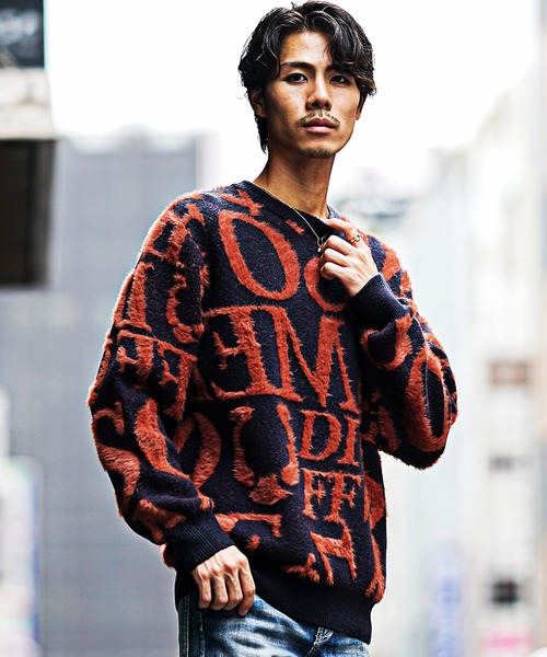 SOMEDIFF（サムディフ） セーター ニット フェザーヤーン総柄ニット
