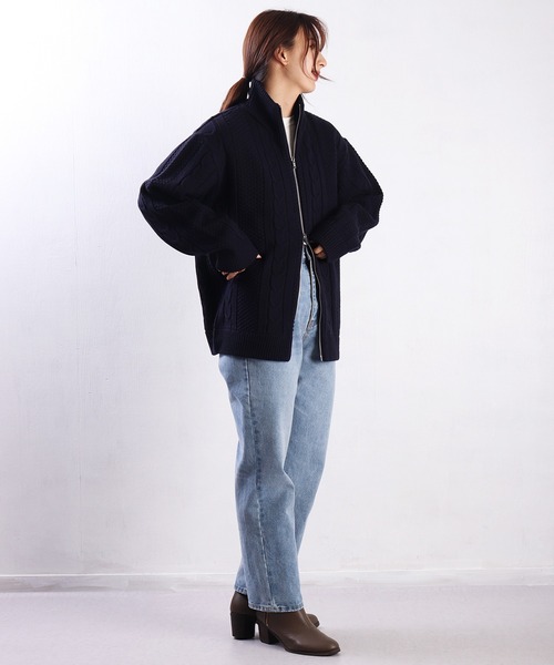 WESTSEA（ウエストシー） セーター ニット アラン柄 ダブルジップ