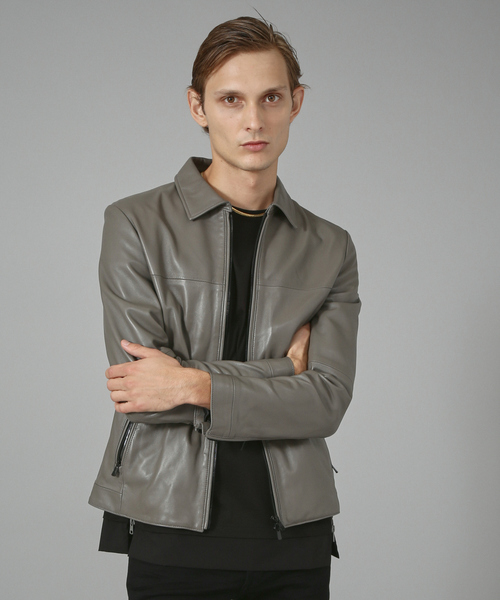 5351 POUR LES HOMMES 革ジャン ライダース ラムレザーシングル