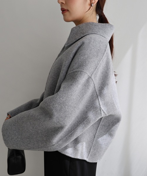 evernavy コート アウター リバージップショートコート レディース