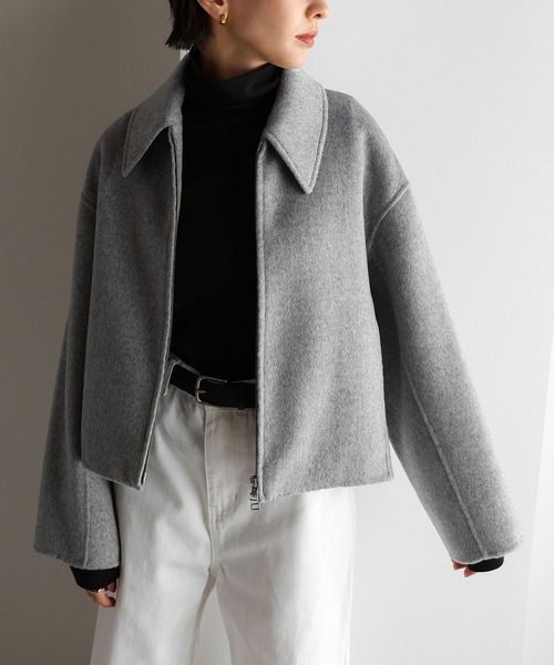 evernavy コート アウター リバージップショートコート レディース