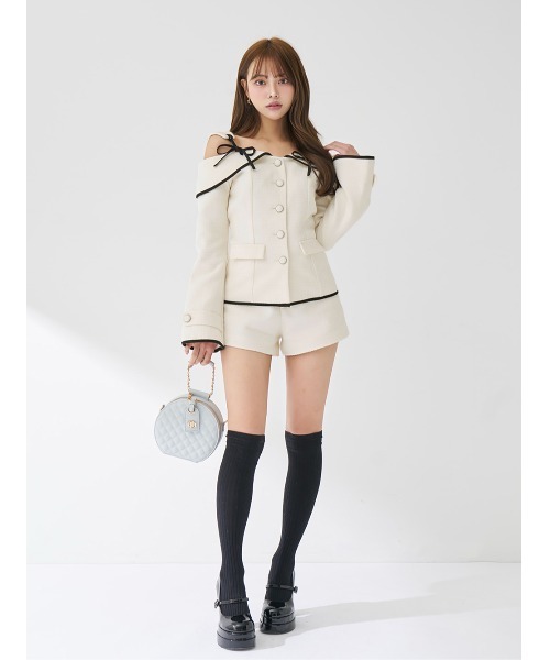 Darich（ダーリッチ） ボンディングツイードオフショルチュニック