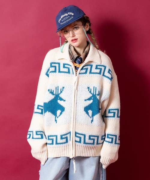 セーター ニット a.p.o.v. ノルディックトナカイ柄カウチンニット