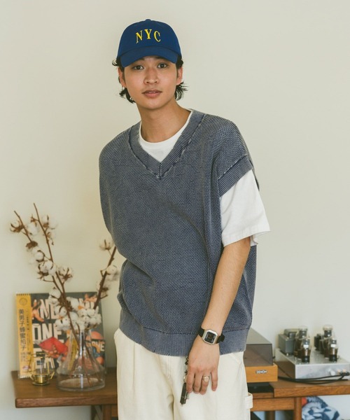 RAGEBLUE（レイジブルー） ベスト ジレ ピグメント加工/ダメージ