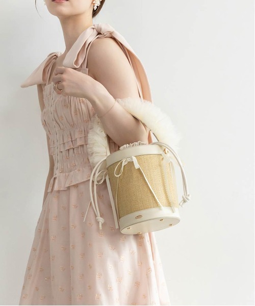 RANDA（ランダ） ハンドバッグ 2WAYチュールフリルハンドルカゴバッグ